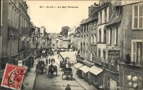 Ak Saint Lô Manche, La Rue Torteron