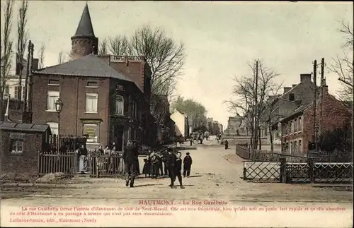 Ak Hautmont Nord, La Rue Gambetta