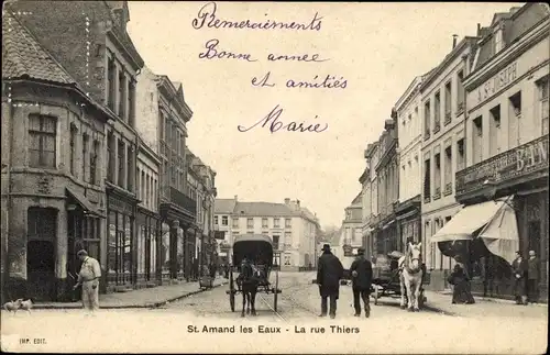 Ak Saint Amand les Eaux Nord, La Rue Thiers