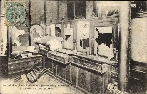 Ak Armentières Nord, Grèves, Journée du 13 Octobre 1903, Bureau du Crédit du Nord