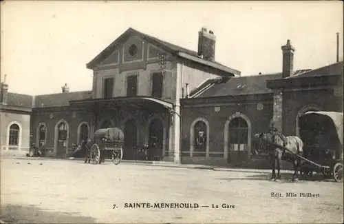 Ak Sainte Menehould Marne, La Gare