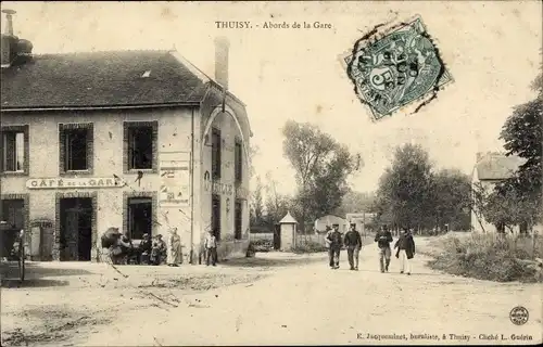 Ak Thuisy Marne, Abords de la Gare, Cafe du Gare