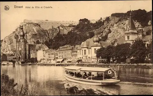 Ak Dinant Wallonien Namur, Hotel de Ville et Citadelle, Boot
