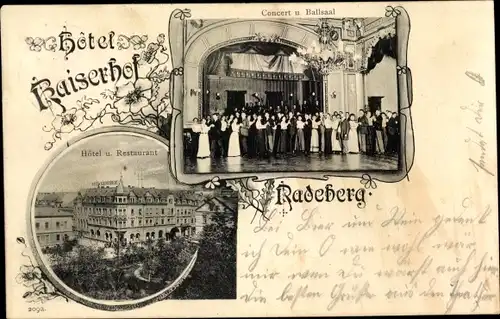 Ak Radeberg in Sachsen, Hotel Kaiserhof, Konzert- und Ballsaal