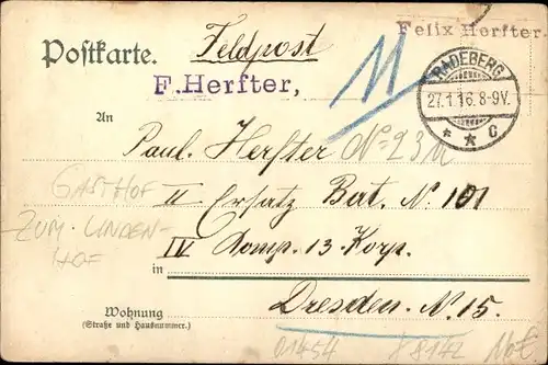 Ak Radeberg in Sachsen, Kriegerdenkmal, Gasthof zum Lindenhof