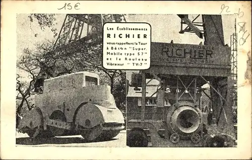 Ak Foire de Paris 1947, Etablissements Richier, Reklame, Planierfahrzeug