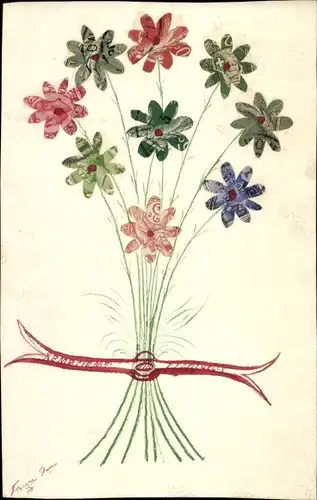 Briefmarken Ak Blüten aus Briefmarken