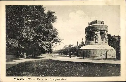 Ak Münster in Westfalen, Partie am Kriegerdenkmal