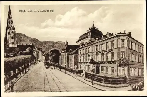 Ak Freiburg im Breisgau, Blick nach dem Schloßberg, Hotel Salmen