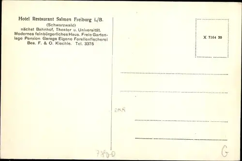 Ak Freiburg im Breisgau, Blick nach dem Schloßberg, Hotel Salmen
