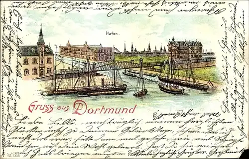 Litho Dortmund im Ruhrgebiet, Hafenbild