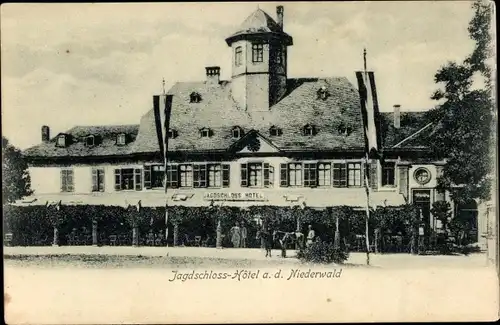 Ak Niederwald Rüdesheim Rhein, Blick auf das Jagdschloss Hotel