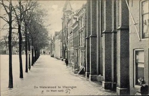 Ak Vlissingen Zeeland Niederlande, Watersnood 1906, Hochwasser
