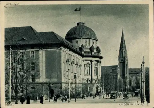 Ak Poznań Posen, An der Paulikirche