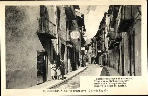 Ak Puigcerda Katalonien, Carrer de Espanya, Calle de Espana