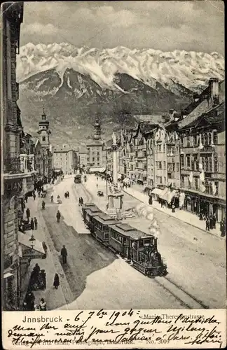 Ak Innsbruck in Tirol, Maria Theresienstraße, Straßenbahn