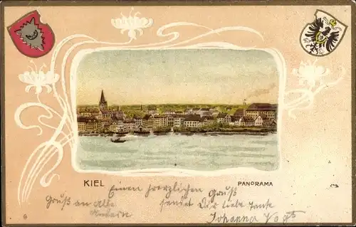 Präge Wappen Ak Kiel Schleswig Holstein, Panorama