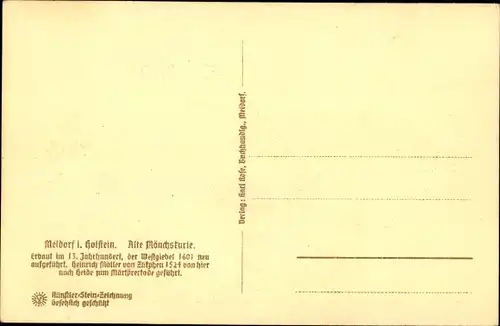 Steindruck Ak Meldorf in Holstein, Alte Mönchskurie