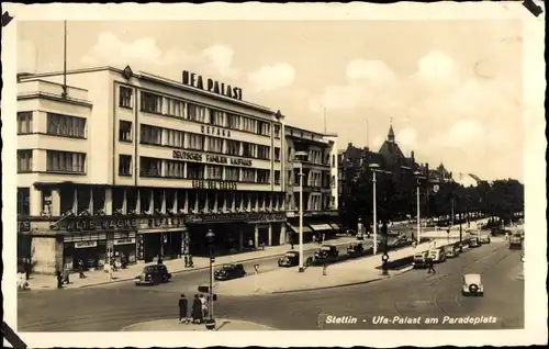 Ak Szczecin Stettin Pommern, UFA Palast am Paradeplatz