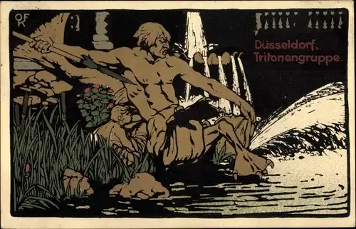 Steindruck Ak Düsseldorf am Rhein, Düsseldorfer Titanengruppe