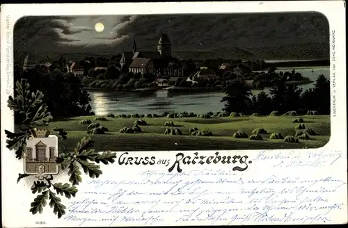 Mondschein Litho Ratzeburg im Herzogtum Lauenburg, Gesamtansicht