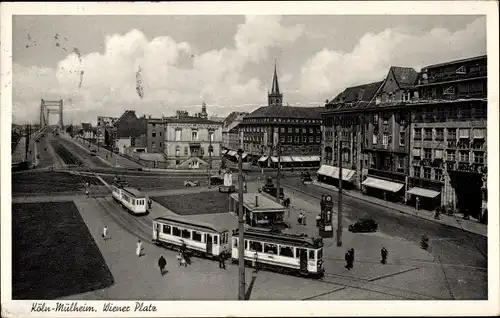 Ak Mülheim Köln am Rhein, Wiener Platz, Straßenbahn