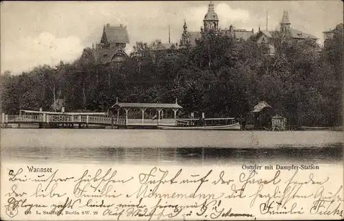 Ak Berlin Zehlendorf Wannsee, Ostufer mit Dampfer-Station