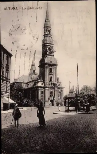 Ak Hamburg Altona, Hauptkirche, Straßenpartie, Passanten