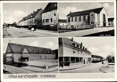 Ak Steterburg Salzgitter, Breslauer Straße, Kirche, Schule, Bergstraße