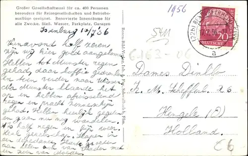 Ak Isenburg im Sayntal Westerwald, Hotel Wied'scher Hof, Innenansicht, Autobus