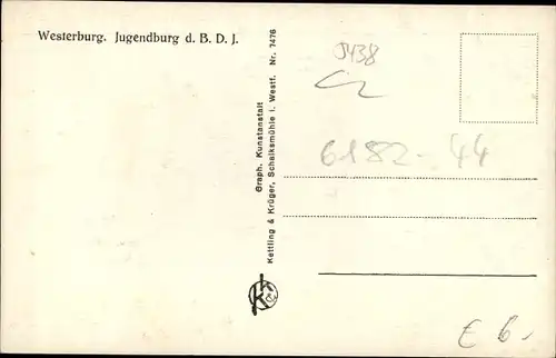 Ak Westerburg im Westerwald, Jugendburg d. B.D.J., Toreinfahrt