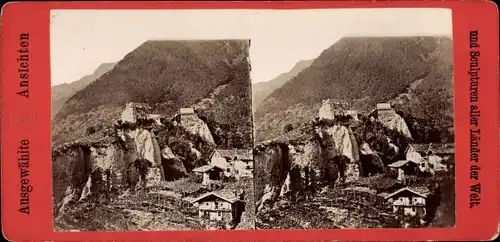 Stereo Foto Dorf Tirol Tirolo Südtirol, Castello Tirolo, Schloss Tirol, Burg