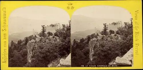 Stereo Foto Baden Baden am Schwarzwald, Das alte Schloss, Le vieux Chateau