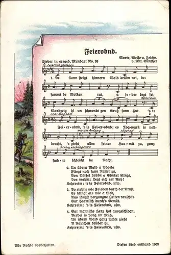 Lied Ak Günther, Anton, Feieromd, erzgebirgische Mundart No. 36