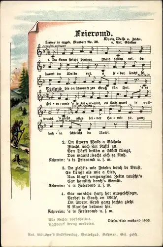 Lied Ak Günther, Anton, Feieromd, erzgebirgische Mundart No. 36