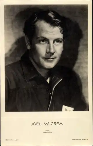 Ak Schauspieler Joel Mc Crea, Portrait