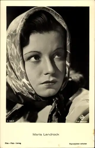 Ak Schauspielerin Maria Landrock, Portrait mit Kopftuch