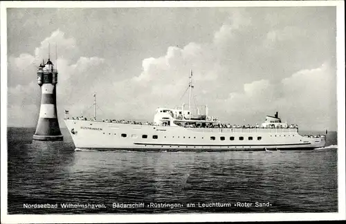 Ak Wilhelmshaven in Niedersachsen, Bäderschiff Rüstringen, Leuchtturm Roter Sand