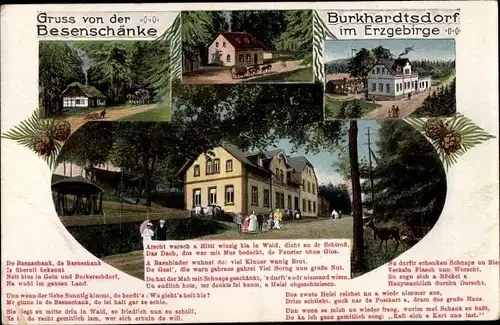 Gedicht Ak Burkhardtsdorf im Erzgebirge, Gasthaus Besenschänke