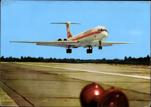 Ak Deutsches Passagierflugzeug, Interflug, Turbinenlufstrahlverkehrsfluzeug Iljuschin IL 62