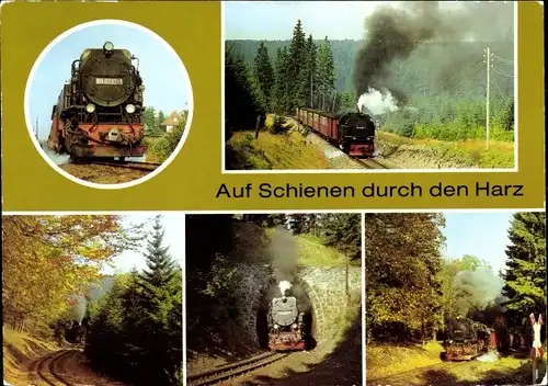 Ak Deutsche Eisenbahn, Harzquerbahn, Auf Schienen durch den Harz, Dampflok
