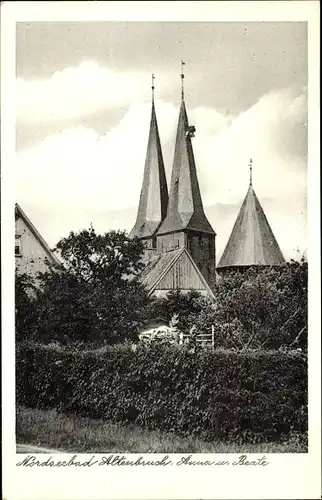 Ak Altenbruch Cuxhaven in Niedersachsen, Anna u. Beate Kirche, Teilansicht