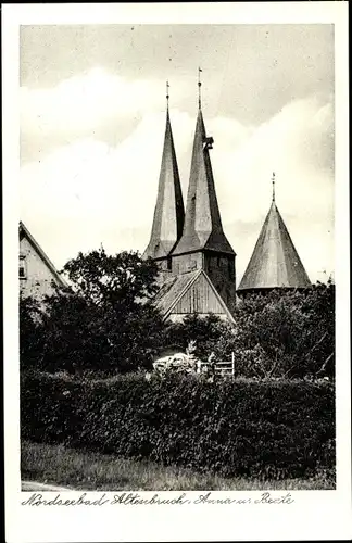 Ak Altenbruch Cuxhaven in Niedersachsen, Anna u. Beate Kirche, Teilansicht