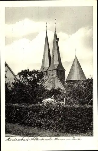 Ak Altenbruch Cuxhaven in Niedersachsen, Anna u. Beate Kirche, Teilansicht