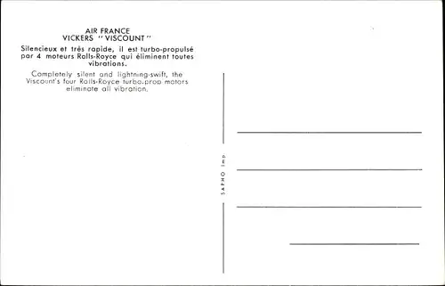 Ak Französisches Passagierflugzeug, Air France, Vickers Viscount