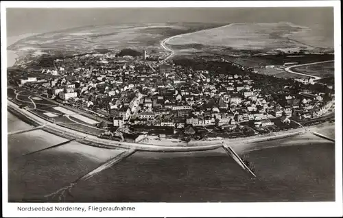 Ak Norderney in Ostfriesland, Totalansicht, Fliegeraufnahme