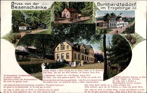 Gedicht Ak Burkhardtsdorf im Erzgebirge, Gruß von der Besenschänke