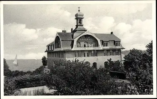 Ak Niendorf Timmendorfer Strand, Erholungsheim Sankt Johann, Außenansicht, Segelboot