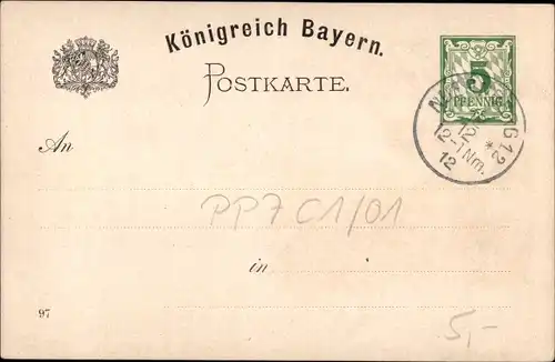 Ganzsachen Litho Nürnberg in Mittelfranken, XII Deutsches Bundesschießen 1897, Wappen
