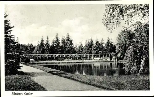 Ak Kollow in Schleswig Holstein, Kurheim Kollow, Park mit Teichpartie